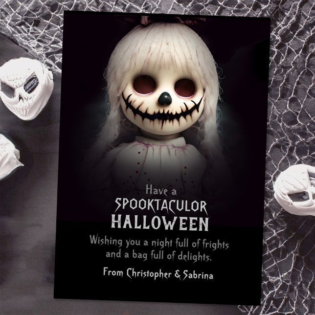 Spooky Scary Creepy Doll Halloween Greeting Holiday Card (Creator Uploaded)