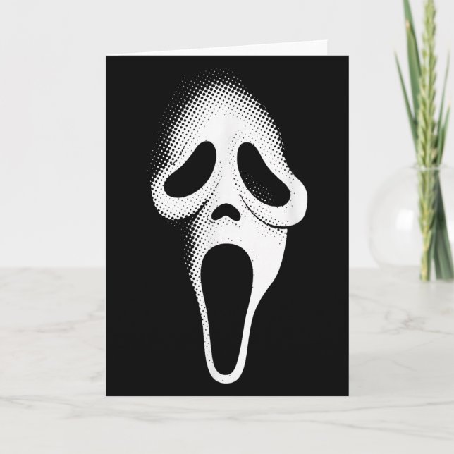 Spooky Scary Ghost Face Horror Party Mask Hallowee Card (Front)