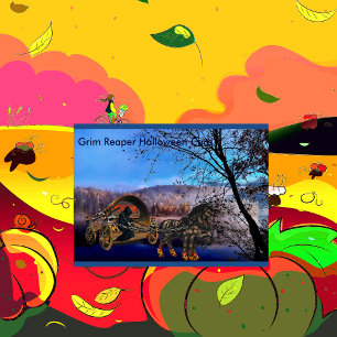 Spooky Scary Grim Reaper Death Horse Carriage Card