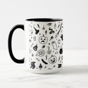spooky scary halloween party doodle pattern  mug