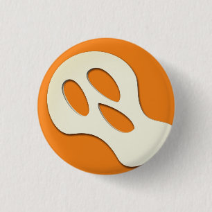Spooky scary orange ghost face funny Halloween 3 Cm Round Badge