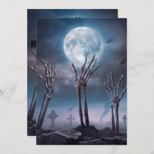 Spooky Scary Skeleton Undead Halloween Party Invit Invitation