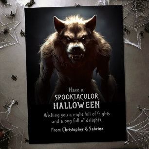 Spooky Scary Werewolf Halloween Greeting Holiday Card
