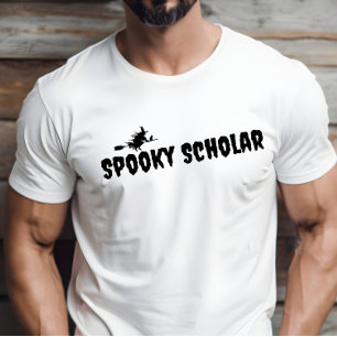 Spooky Scholar black typography halloween witch T-Shirt