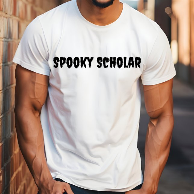 Spooky Scholar black typography T-Shirt (Creator Uploaded)