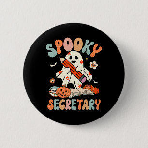 Spooky School Secretary Groovy Halloween Floral Gh 6 Cm Round Badge