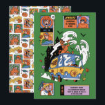 Spooky Scooby-Doo Mystery Machine Birthday Invitation<br><div class="desc">Get ready for a groovy good time with this Scooby-Doo-themed birthday invitation! Featuring the Mystery Inc. gang—Scooby-Doo, Shaggy, Velma, Daphne, and Fred—in a comic-inspired layout, this fun and spooky design includes bats, haunted houses, colourful speech bubbles, and the iconic Mystery Machine bursting through a wave of mystery! With bold graphics...</div>