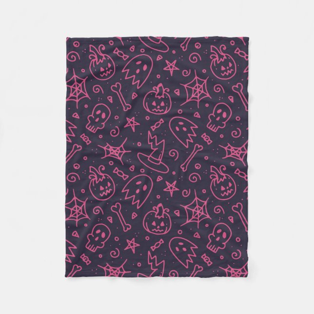 Spooky Seamless Pattern B (Style: 1) Fleece Blanket (Front)