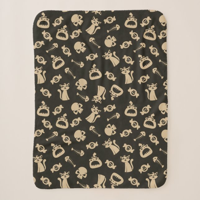 Spooky Seamless Pattern C (Style: 3) Sherpa Blanket (Front)