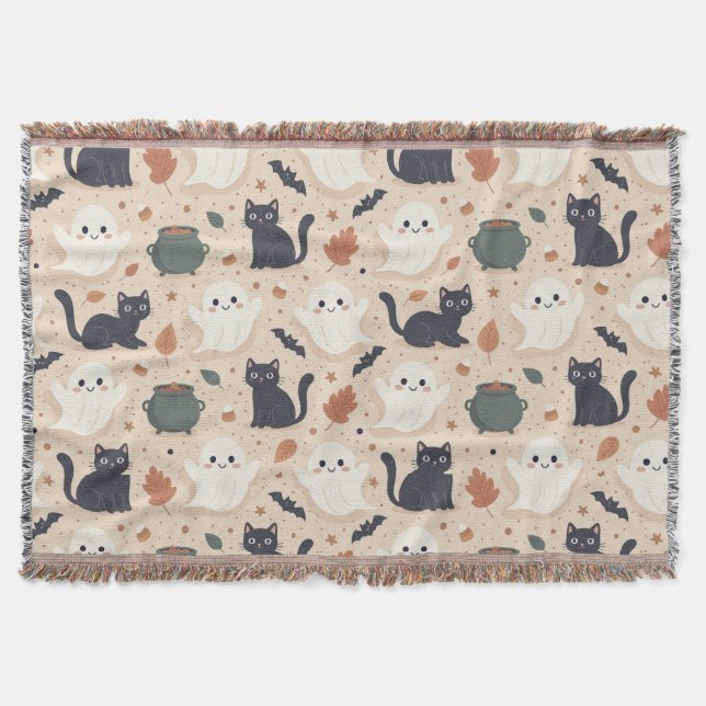 Spooky Seamless Pattern I (Style: 1) Throw Blanket (Front)