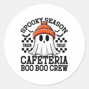 Spooky Season A Cafeteria Boo Crew Teacher Lunch L Classic Round Sticker
