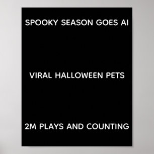 Spooky Season AI Halloween Pets Typographic Art Po Poster