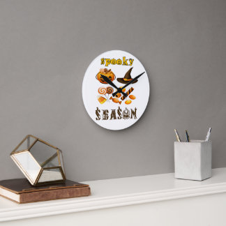 spooky season  Artwork thumbnail, Happy Halloween  Round Clock