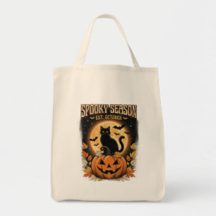 Spooky Season Black Cat Halloween Tote Bag