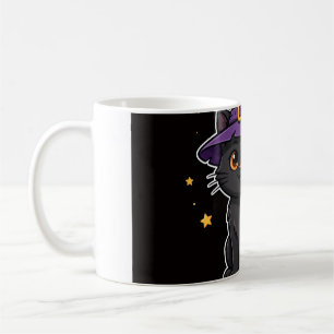 Spooky Season Black Cat Witch Hat Coffee Mug