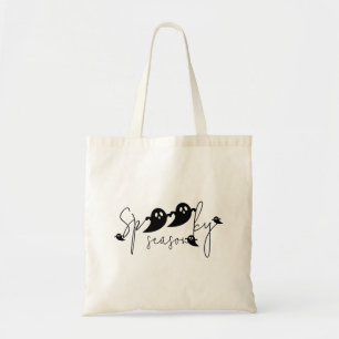 Spooky Season Black Flying Ghosts Cute Halloween Tote Bag