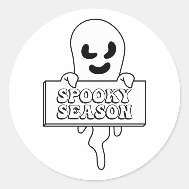Spooky Season Boo Ghost Classic Round Sticker (Front)