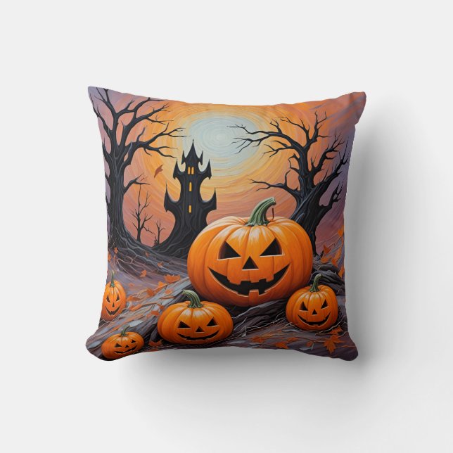 Spooky Season Comfort: Halloween Throw Pillow (Front)