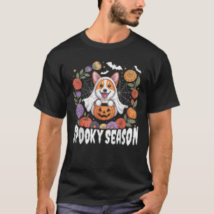 Spooky Season Corgi Dog Ghost Horror Pumpkin Hallo T-Shirt