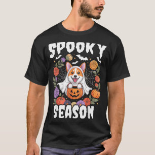 Spooky Season Corgi Dog Ghost Pumpkin Halloween T-Shirt