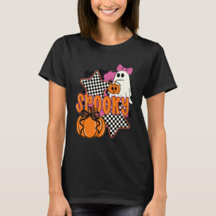Spooky Season Cute Boo Ghost Coquette Bow Hallowee T-Shirt