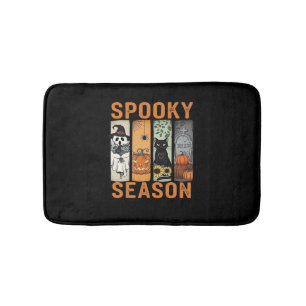 Spooky Season – Cute Ghost, Black Cat, Pumpkin & H Bath Mat