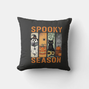 Spooky Season � Cute Ghost, Black Cat, Pumpkin & H Cushion