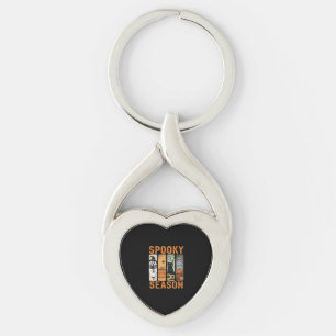Spooky Season � Cute Ghost, Black Cat, Pumpkin & H Key Ring