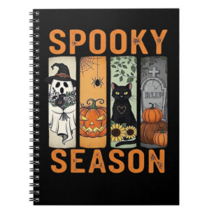 Spooky Season � Cute Ghost, Black Cat, Pumpkin & H Notebook