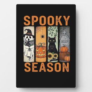 Spooky Season – Cute Ghost, Black Cat, Pumpkin & H Plaque