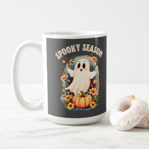 Spooky Season Cute Ghost Floral Retro Coffee Mug