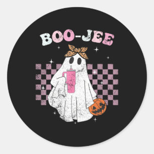Spooky Season Cute Ghost Halloween Costume Boujee Classic Round Sticker
