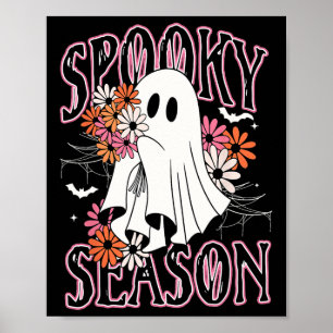 Spooky Season Cute Ghost Halloween Costume Floral  Poster