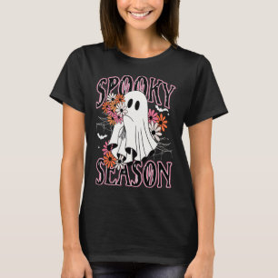Spooky Season Cute Ghost Halloween Costume Floral T-Shirt