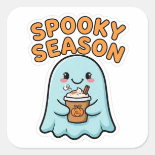 Spooky Season Cute Ghost Pumpkin Latte Sticker