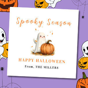 Spooky Season Cute Ghost Pumpkin  Square Sticker