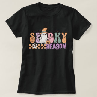 Spooky Season Cute Ghost Retro Halloween T-Shirt
