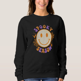 Spooky Season Cute Happy Face Halloween Retro Vin Sweatshirt