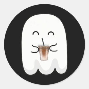 Spooky Season Cute Little Ghost Ice Coffee Hallowe Classic Round Sticker