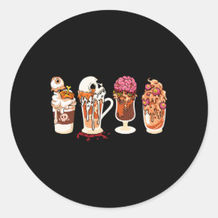 Spooky Season Fall Coffee Horror Movie And Coffee Classic Round Sticker