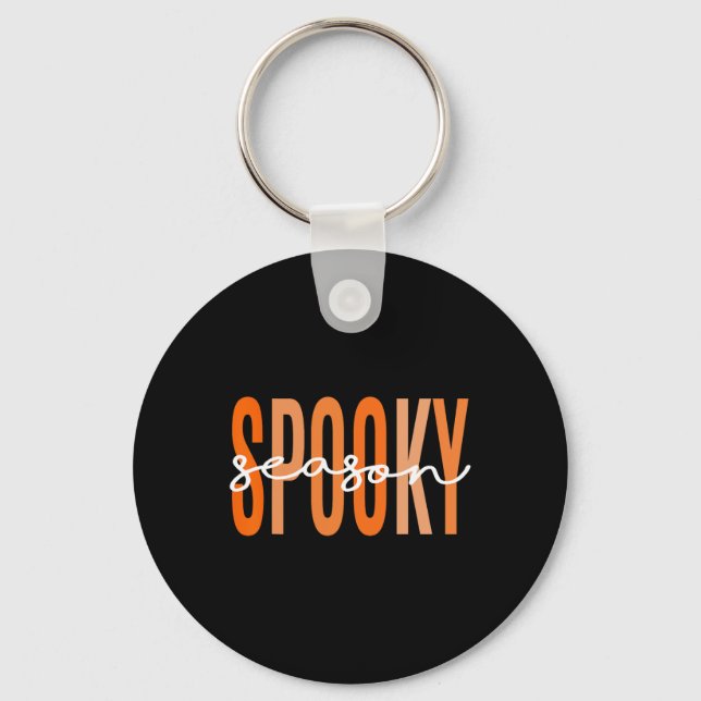 Spooky Season  Fall Pumpkin Halloween Teacher Stud Key Ring (Front)