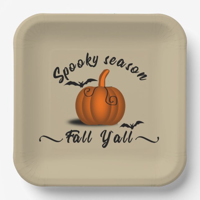 Spooky season fall yall paper plate (Front)