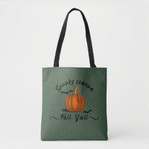 Spooky season fall yall tote bag