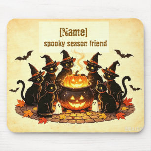 Spooky Season Friend Personalised Halloween Black Mouse Pad
