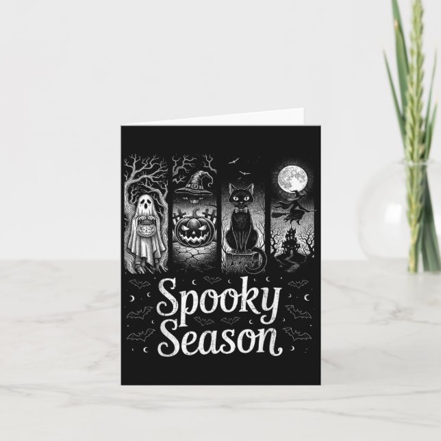 Spooky Season Funny Halloween Boo Witch Cat Pumpki Card (Front)