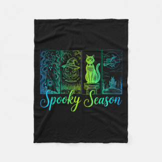 Spooky Season Funny Halloween Boo Witch Cat Pumpki Fleece Blanket