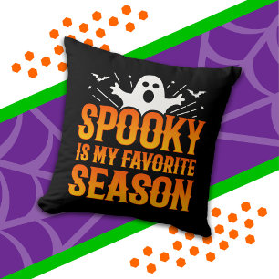 Spooky Season Ghost Bats Scary Happy Halloween Cushion