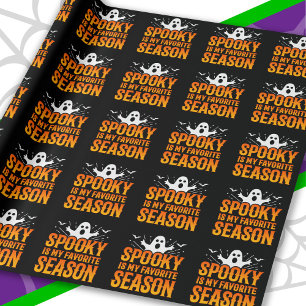 Spooky Season Ghost Bats Scary Happy Halloween Wrapping Paper