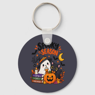 Spooky Season Ghost & Black Cat Key Ring