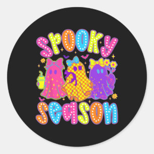 Spooky Season Ghost Bow Flower Halloween Costume G Classic Round Sticker